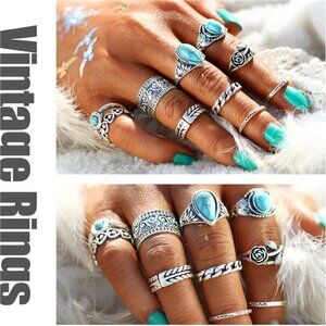82 Pcs Vintage Silver Knuckle Rings Set for Women, Bohemian Stackable Joint